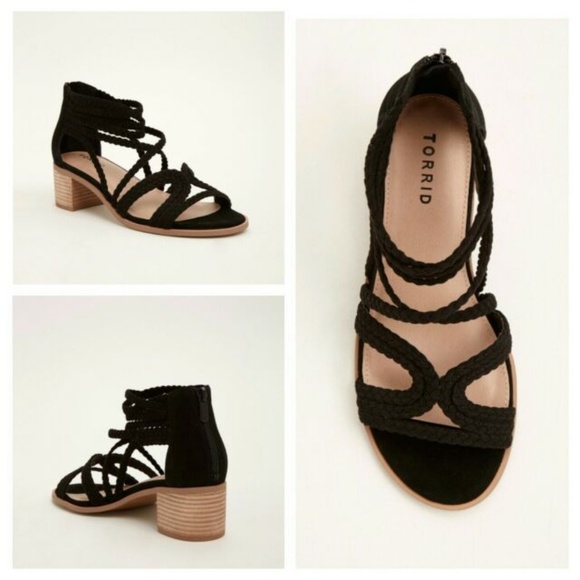 New! Torrid Black Real Suede Braided Strap Block H - Picture 2 of 8